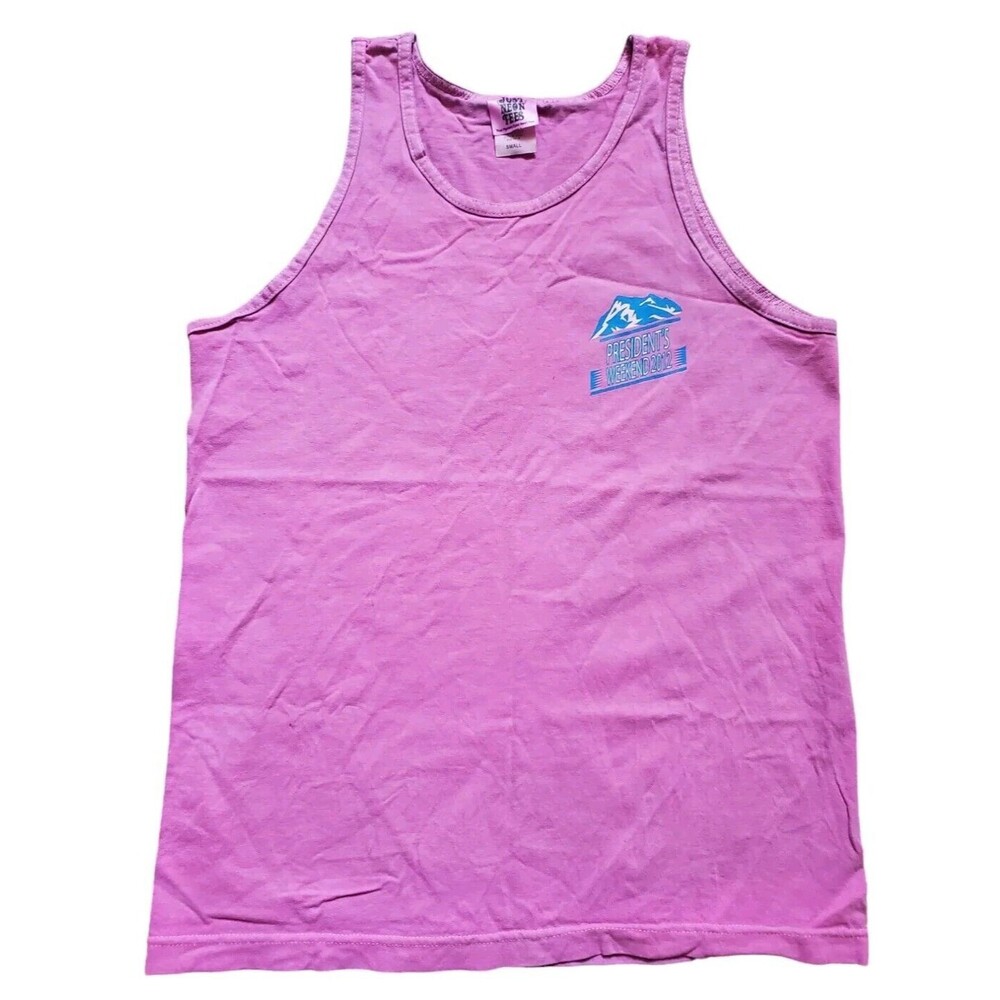 Just Neon Tees Shirt Men Small Vail Graphic Sleeveless Neon Pink Top Party Week